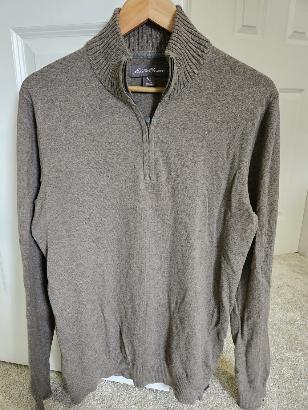 Eddie Bauer Men's Zip-Front Sweater in Taupe Brown